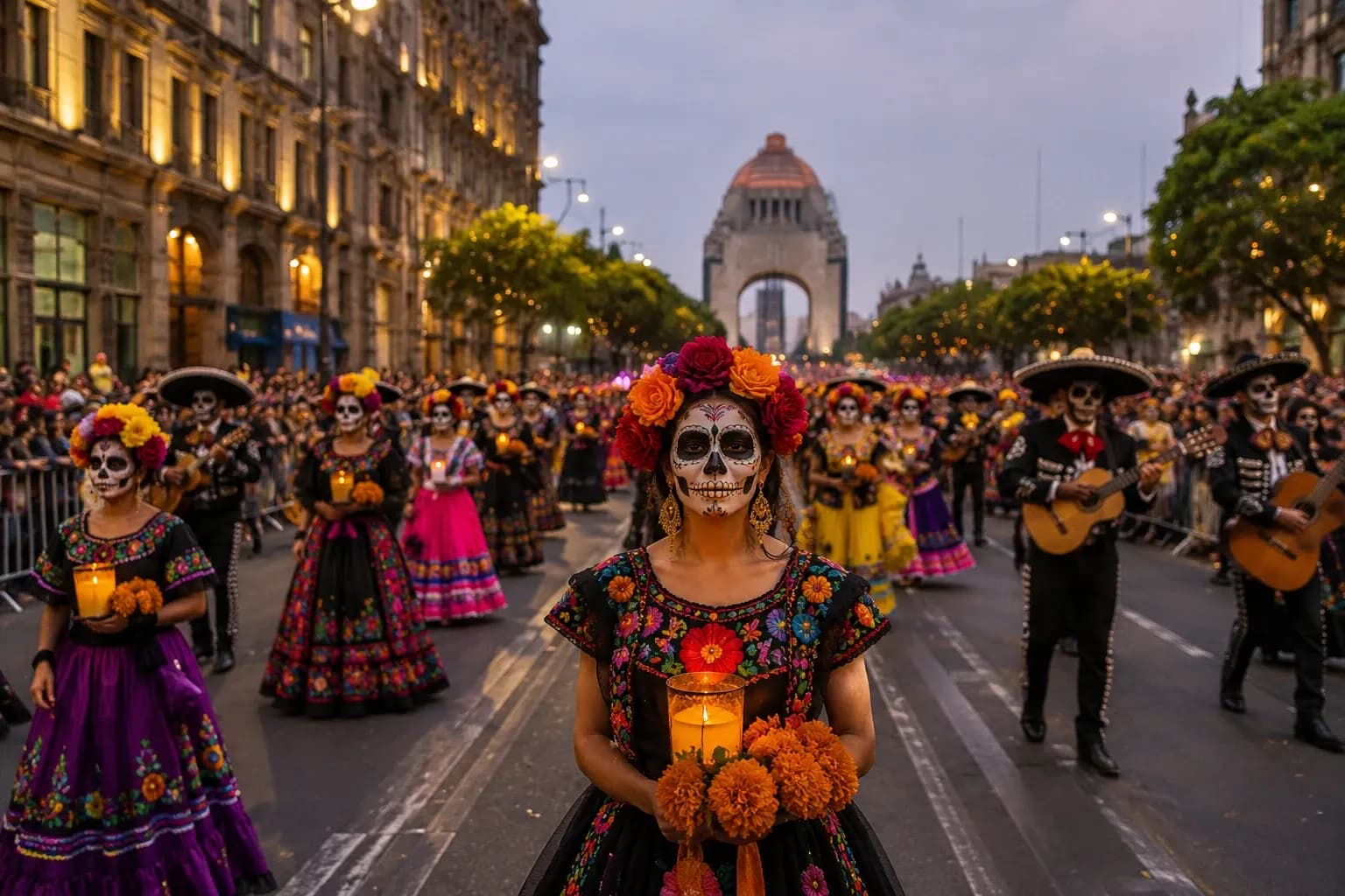 メキシコシティ歴史地区の死者の日のお祝い