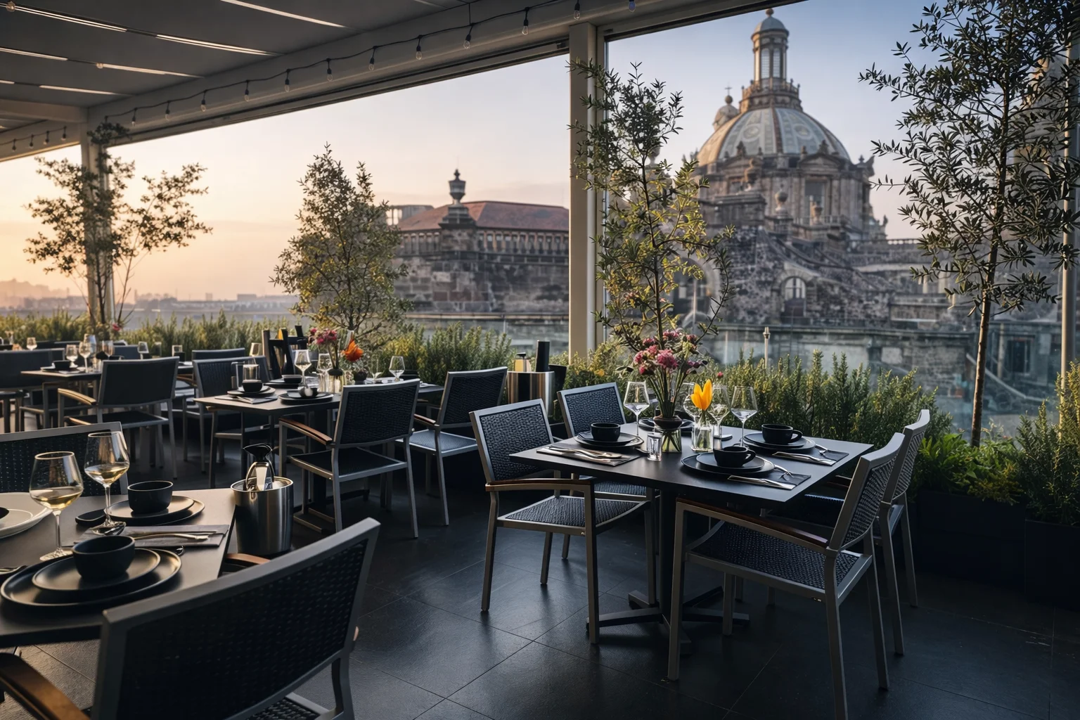 Vista de la Catedral Metropolitana desde el bar de la terraza del Hotel Catedral
